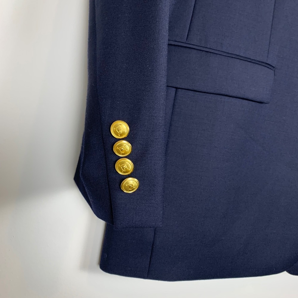Lauren Ralph Lauren Blazer Mens 44L Navy Blue Gold Crest Button Wool Jacket - Picture 4 of 13